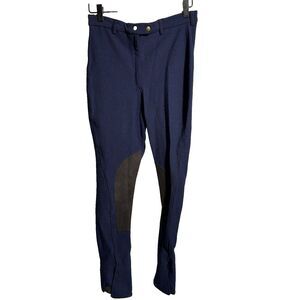Vintage Harry Hall Navy Blue Breeches Womens 27 Leather Patches Riding Pants